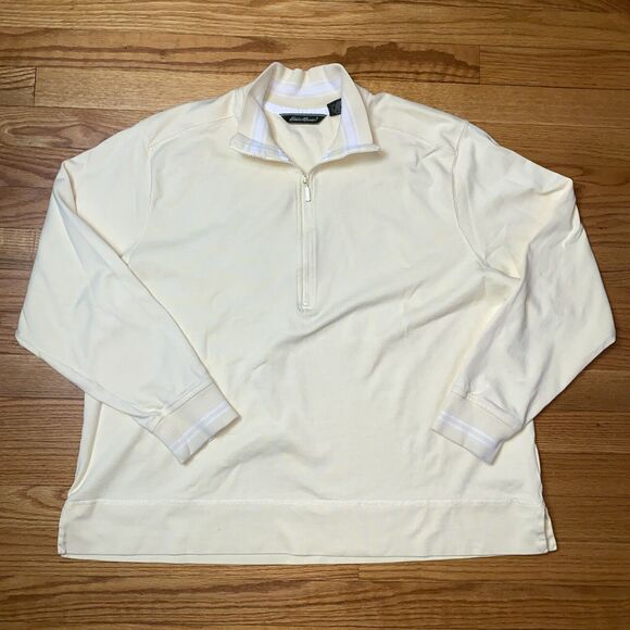 Vintage Eddie Bauer Yellow Quarter Zip Sweatshirt Women’s Size XXL - Picture 1 of 13